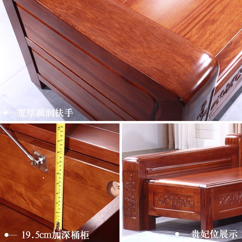 海棠木沙发新中式简约纯实木贵妃组合冬夏两用客厅储物家具雕花