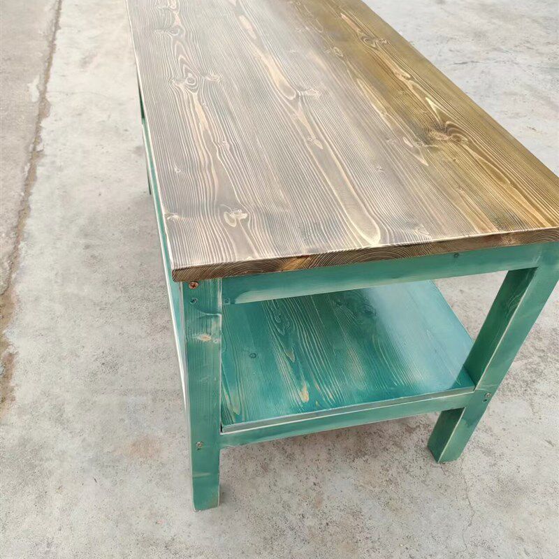 实木做旧花店包花桌工作台多层复古桌餐阳台桌多功能储物置物桌架