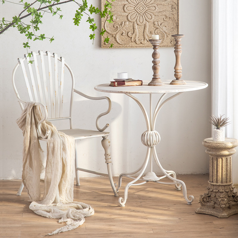 法式复古做旧铁艺椅侘寂风民宿别墅庭院花园阳台户外休闲桌椅组合