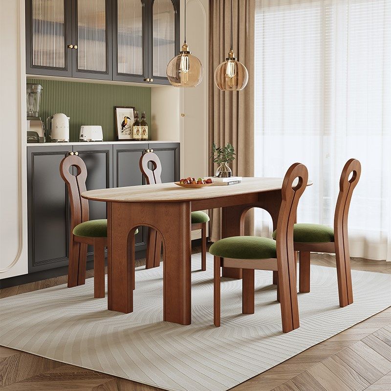 大司马法式复中古风洞石岩板餐桌小户型白蜡木实木凯旋餐桌椅组合