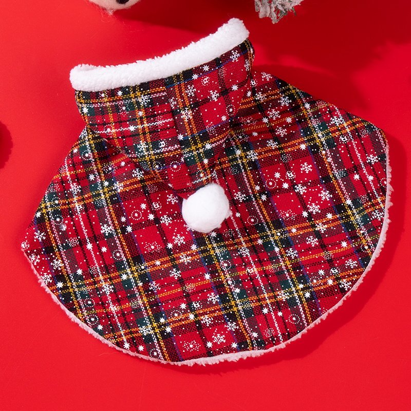 猫咪耶诞披风狗狗新年披肩宠物睡袍英短秋冬衣服保暖斗篷装扮拍照