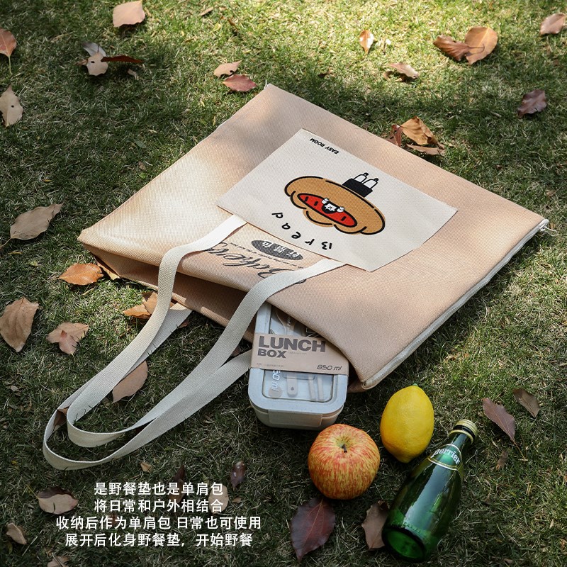 户外野餐垫防潮垫单肩包女2023新款大容量便携加厚露营地垫