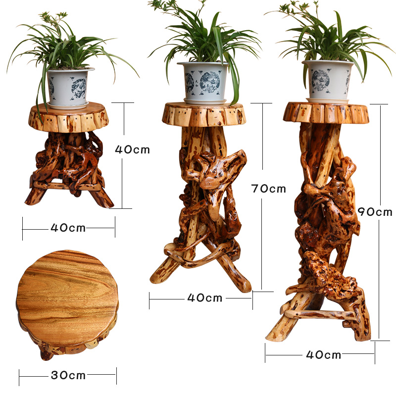 杜鹃根雕花架根雕底座客厅摆件天然实木树根盆景花架底座根雕凳子