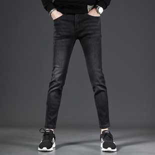 黑色修身 小脚裤 弹力男士 九分牛仔裤 子9分裤 2023新款 裤 男 男春秋季