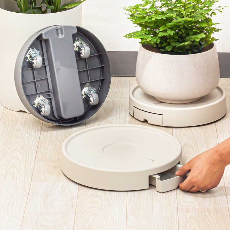 排水移动花盆托盘底座带轮加厚隐形滑轮接水盘大号盆栽花托盘垫底