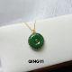 天然俄料和田玉碧玉平安扣吊坠18k金女款 菠菜绿玉石挂件送朋友