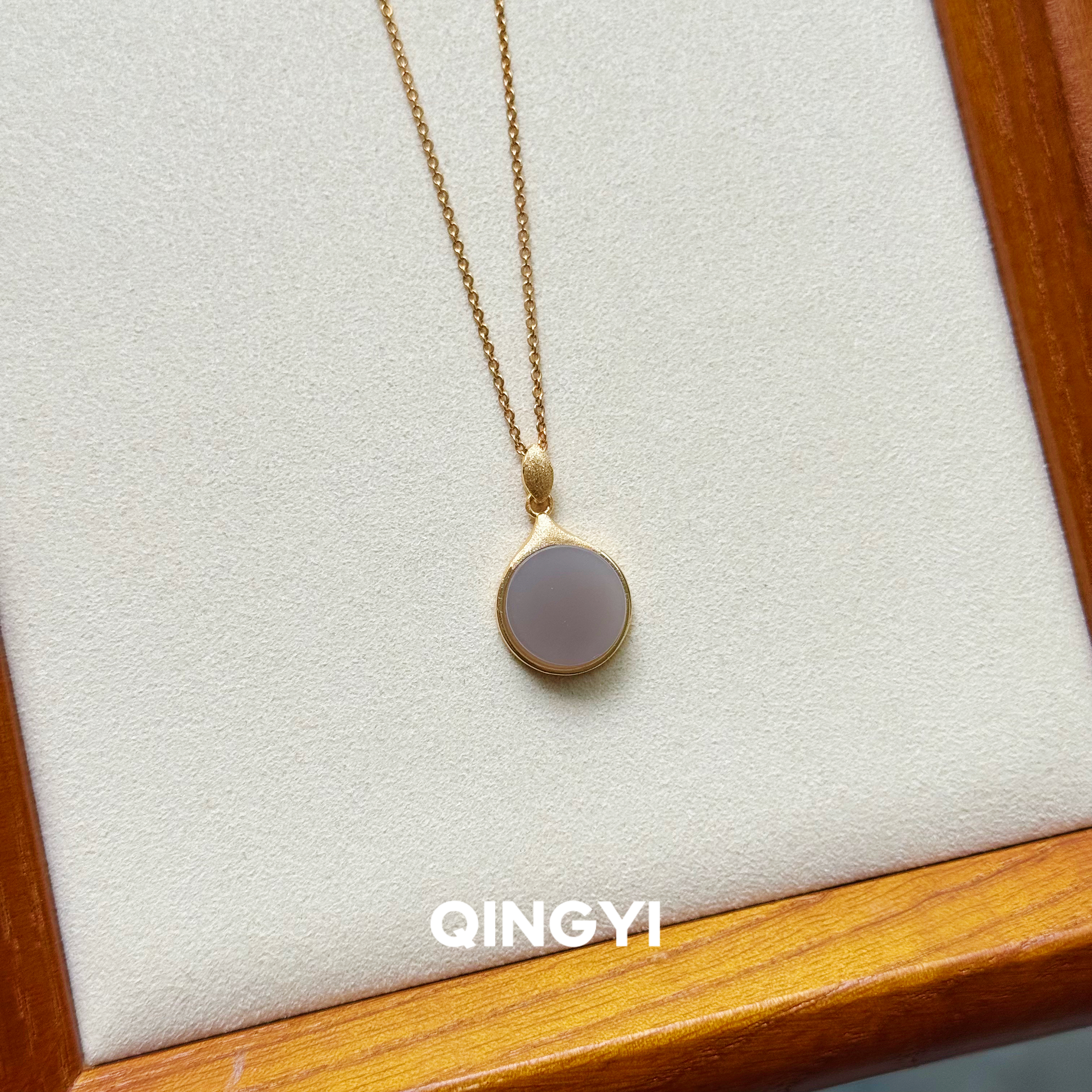 天然正品青料和田玉烟紫吊坠s925银无事牌玉石项链女款玉坠送朋友