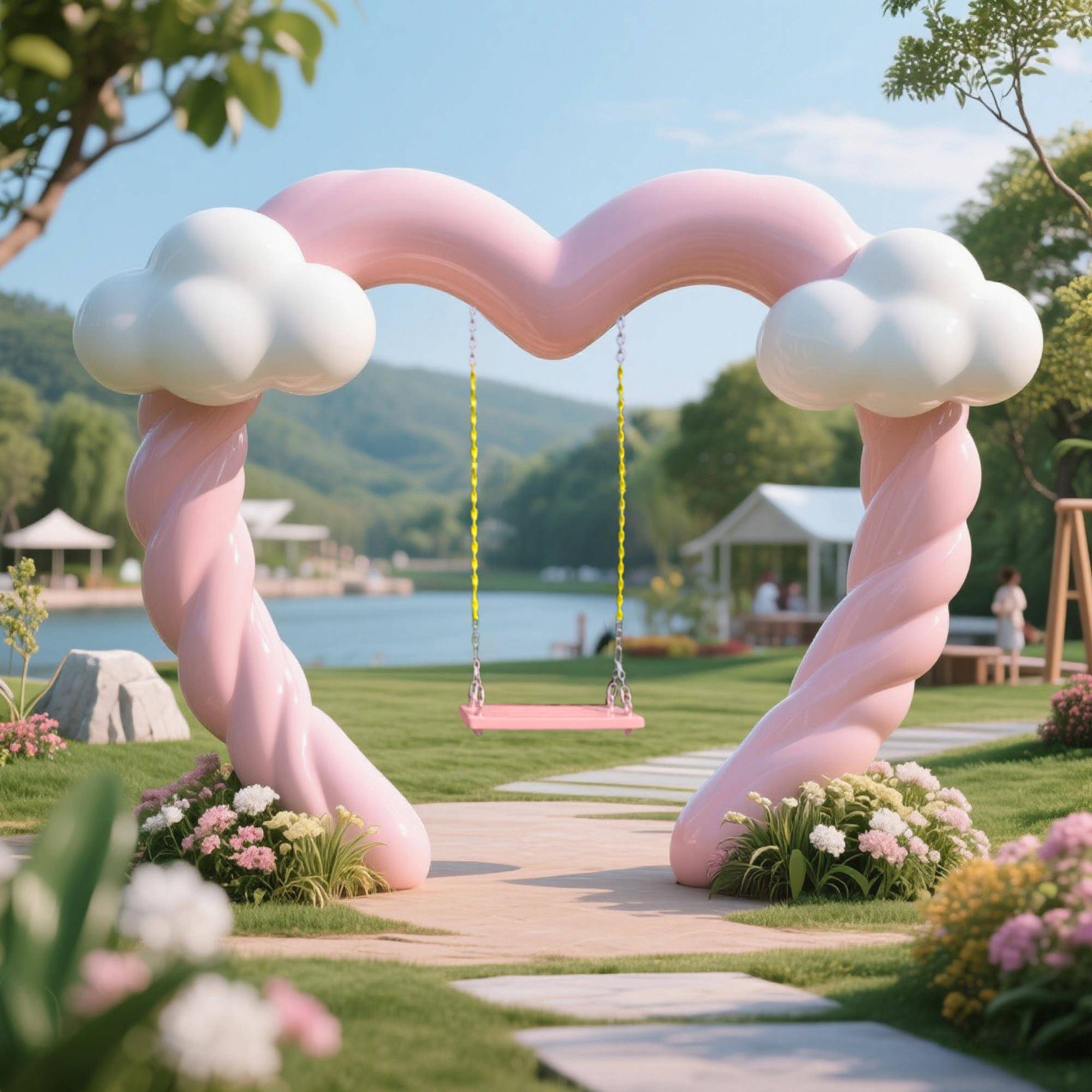 爱云朵帽子秋YKE千心雕塑景区摆民宿网红步建行街打卡艺术筑装饰