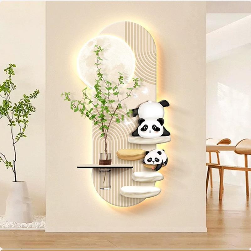 爱熊猫玄关装饰画入户正对门挂画高级可感205培BGL年新款水2绿植