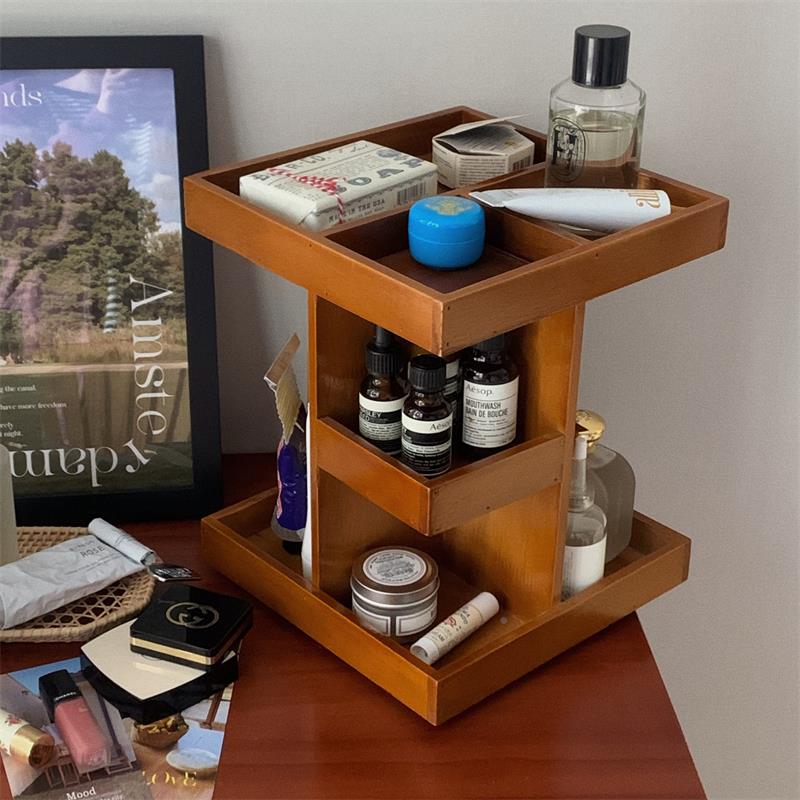 好市民大发AVS 桌复木质36度旋0转收纳柜化妆品古整理面置物架