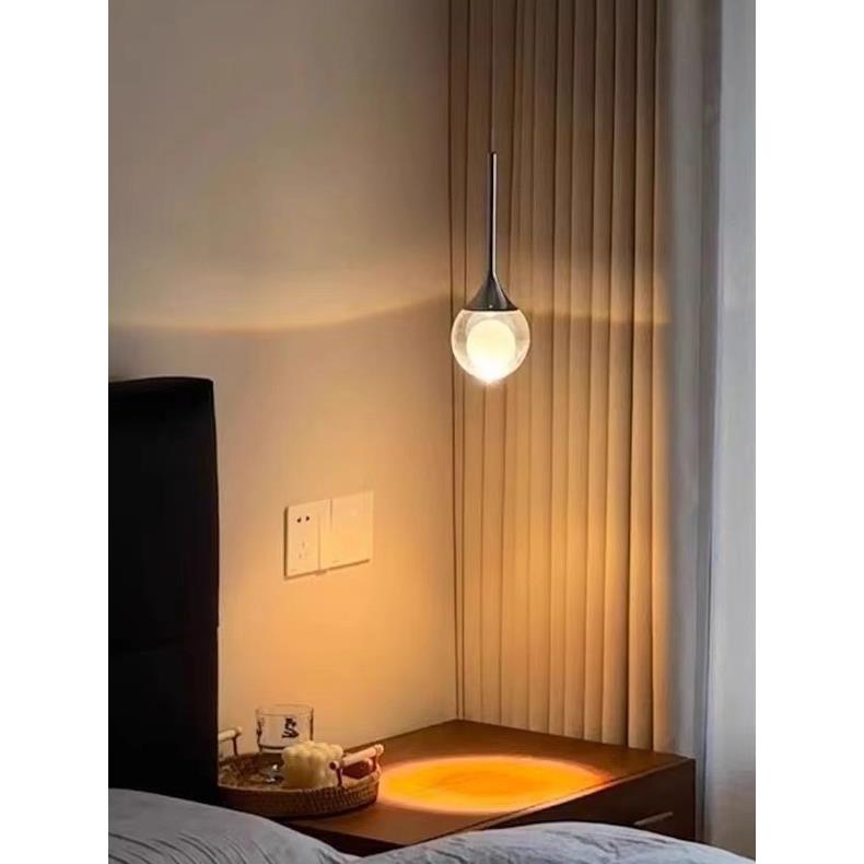 升降桌水晶亮卧室床月边壁JZI小吊灯简现代餐厅酒吧入口客厅背景