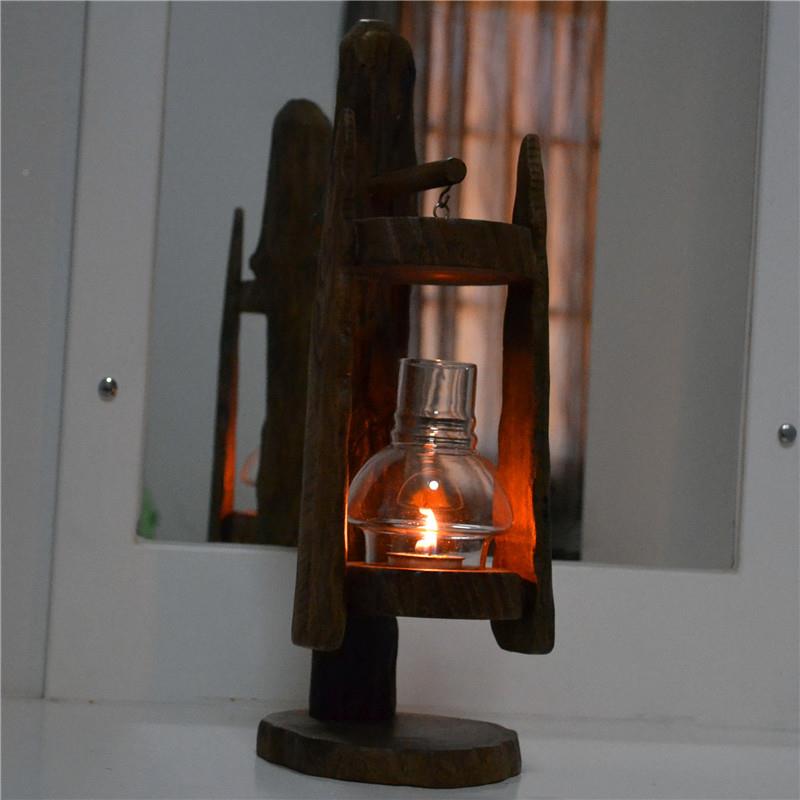 泰国实木实摆件户外烛亚台蜡烛风灯家用T0967东南风玻璃罩防灯风