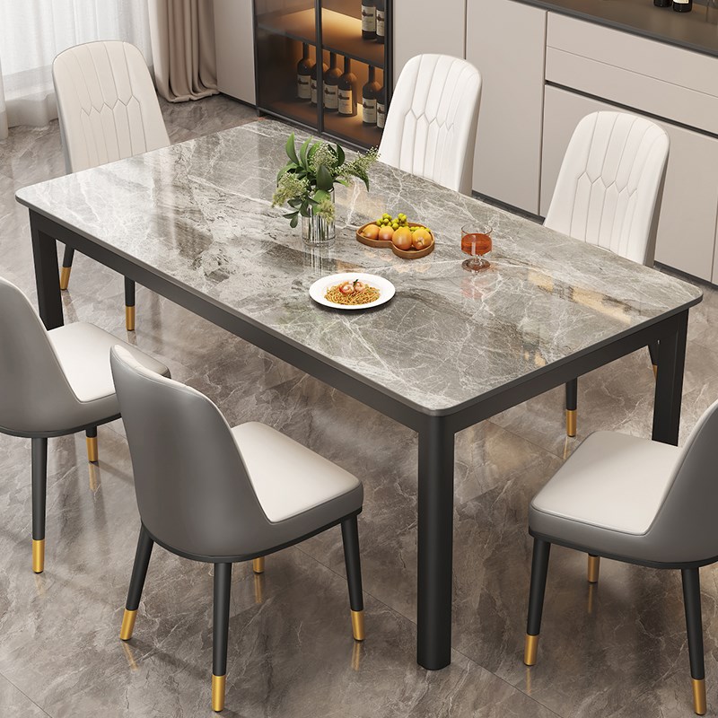 岩板餐桌小户型现代简约家用长A方形餐厅饭桌轻奢大理石餐桌椅组