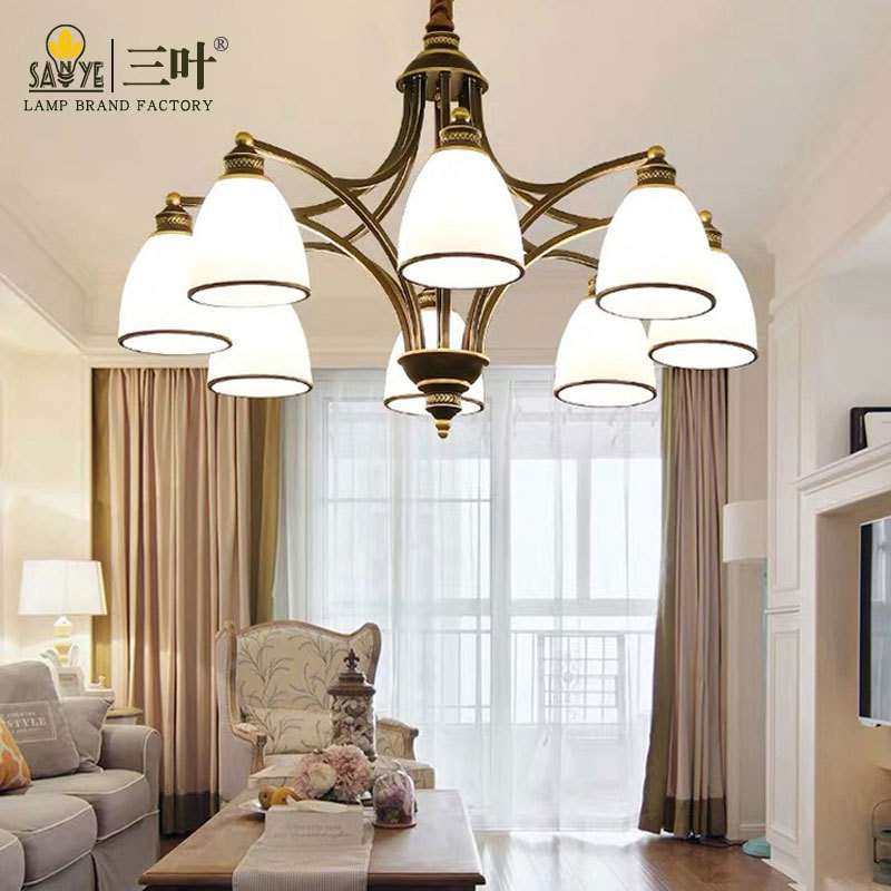 美式乡村复古客厅吊灯欧式田园铁艺卧室书房灯简约大气样板房灯具
