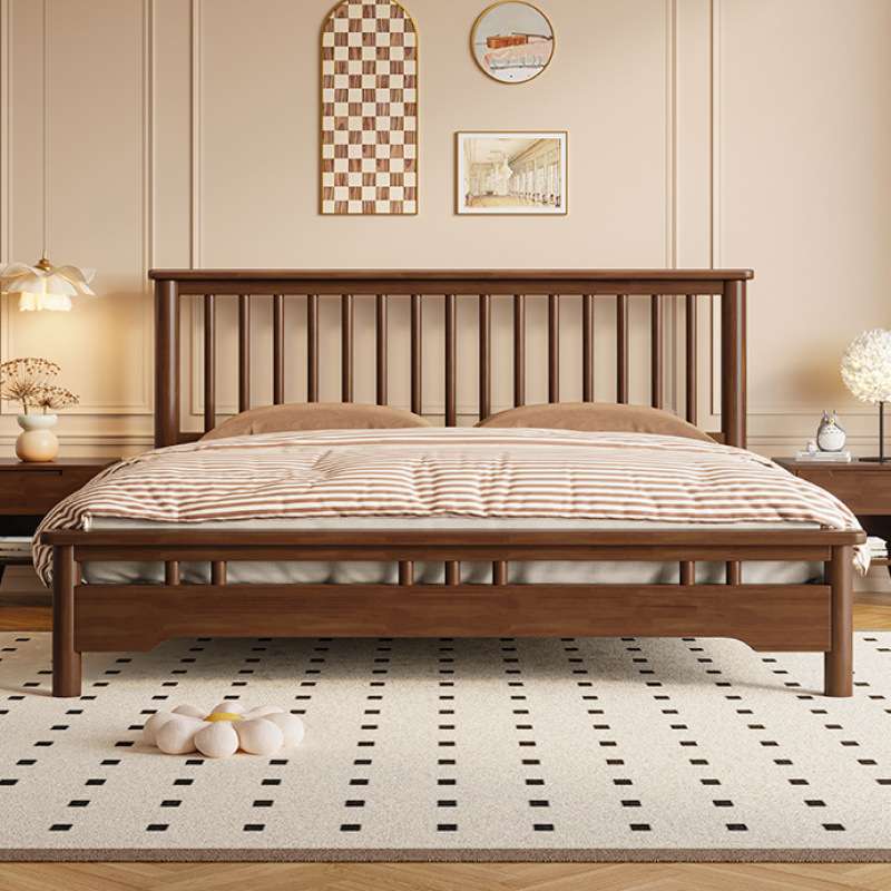 温莎实木床双人床1.58米主卧大床储物美式床排骨架床架1米2单人床