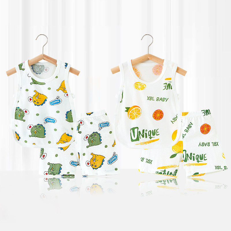 婴儿背心套装宝宝琵琶衫纯棉短裤薄短袖男女童夏季薄款分体两件套,童装/婴儿装/亲子装,套装,淘宝优惠券,粉丝福利购,淘宝优惠卷