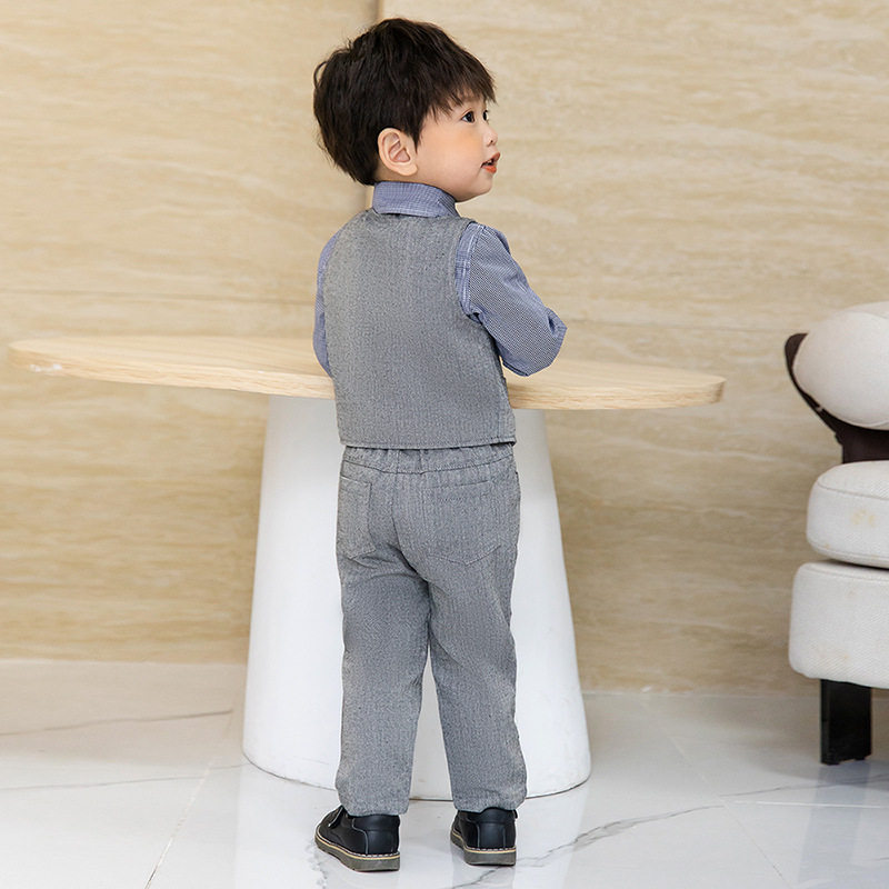 儿童西装套装男童周岁生日礼服男宝宝三件花童婴儿主持人英伦西服