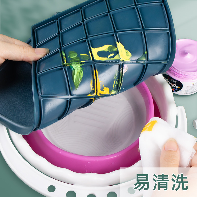 水彩颜料调色盒带盖子24格36格软盖颜料盒美术生专用水粉丙烯油画