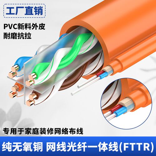 光网复合线超六类网线+光纤复合线整箱家装预埋线家用专用线FTTR