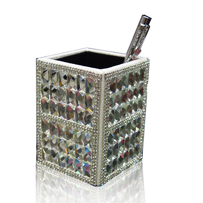 爆闪!个性定制水晶水钻笔筒 贴钻镶钻创意时尚笔筒 自用礼品摆饰