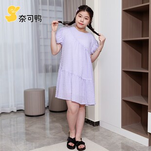胖童装胖女童加肥加大短袖裙子儿童中大童大码宽松洋气连衣裙夏季