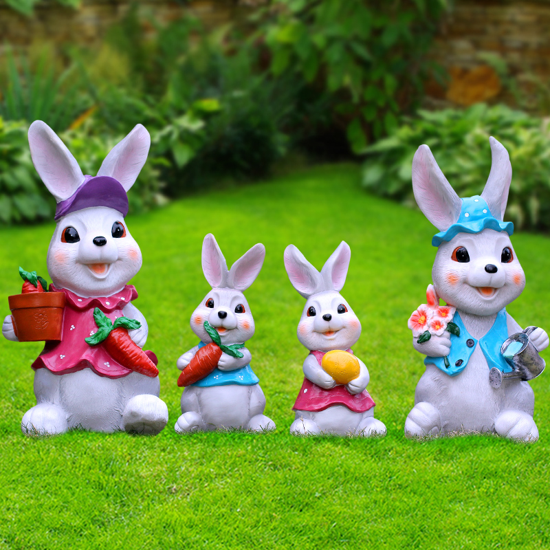 卡通兔子模型玻璃钢雕塑摆件户外园林景观花园庭院幼儿园装饰小品