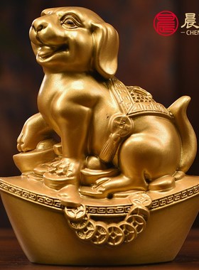 木雕金色十二生肖摆件一整套实木鼠牛虎兔龙蛇马羊猴鸡狗猪生日