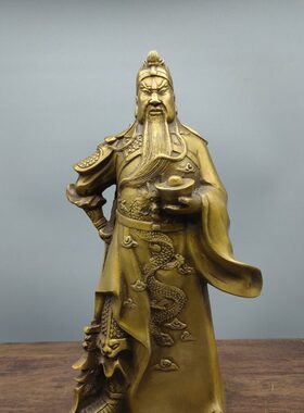 纯铜关公摆件财神像武财神送礼客厅开业店铺桌面乔迁礼物桌面摆件