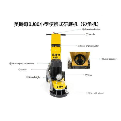 美腾BJ80机小型便携式研磨打尘磨翻新水奇泥870路面抛光除漆无边