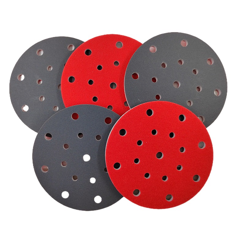 6寸17孔植绒海绵砂纸q汽车漆面打磨抛光圆盘植绒6寸塑料腻子灰打