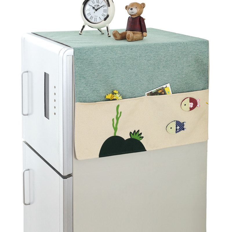 布艺家用冰箱盖布防尘罩冰箱布对开门双开门冰箱罩套遮洗衣机盖巾