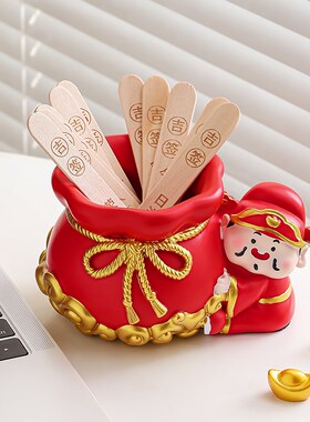 财神爷抽签筒办公室工位求财摆件摇签装饰品学生桌面治愈解压礼物
