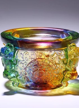 威弗列德琉璃工艺品聚宝盆摆件招财聚财客厅朋友店铺开业礼物高档