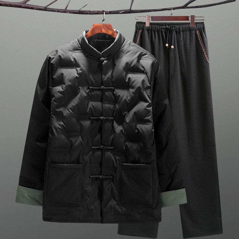 中国风男装冬季加厚羽绒服中老年男士唐装爷爷装中式盘扣爸爸外套,男装,唐装,淘宝优惠券,粉丝福利购,淘宝优惠卷