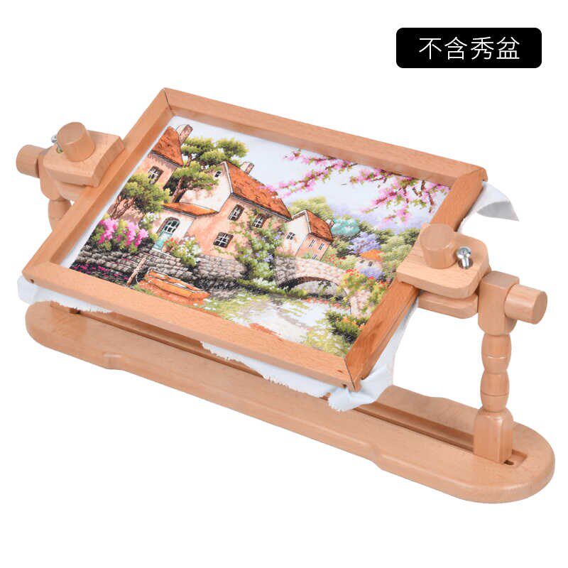 榉木十字绣棚架可调绣花架实木立式可调节绣框架子绣花法式固定架