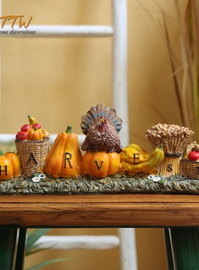 田园乡村丰收南瓜水果系列装饰创意艺术万圣节氛围橱窗客厅摆件