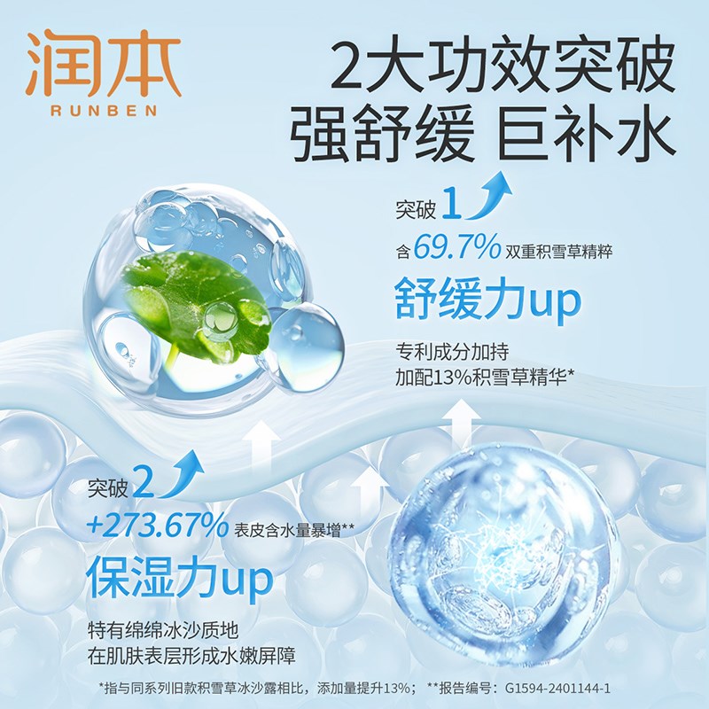 润本婴儿积雪草面霜冰沙露儿童宝宝霜春夏清爽保湿滋润补水润肤乳