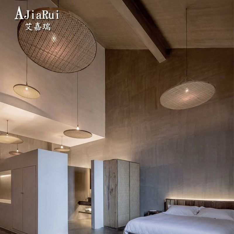 侘寂风吊灯复古中式禅意餐厅火锅店饭店酒店大厅民宿装饰竹编灯具,家装灯饰光源,酒店/宴会厅/餐饮吊灯,淘宝优惠券,粉丝福利购,淘宝优惠卷