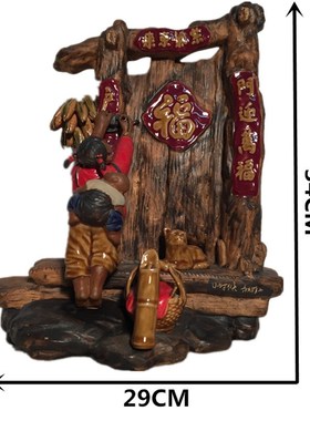 石湾公仔陶瓷摆件创意工艺精品餐厅复古摆设人物送老人家礼品过年