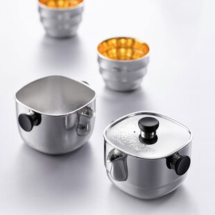 莺歌烧新品316不锈钢 便携式旅行茶具小套装户外旅行露营泡茶壶