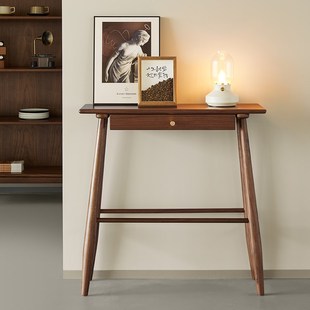 北美黑胡桃木条案全实木玄关桌简约复古供桌沙发边走廊极窄玄关台