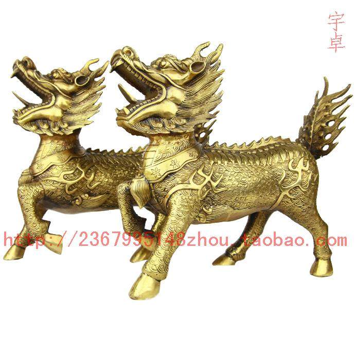 宇卓铜器 纯铜麒麟 站麒麟  家居装饰工艺品摆件