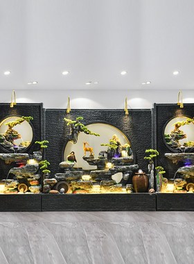水幕墙流水喷泉摆件客厅假山循环水屏风玄关隔断庭院花园景观布置