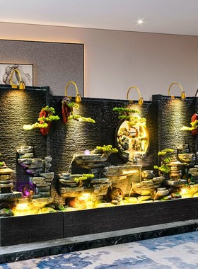 庭院大型落地假山流水喷泉摆件客厅玄关鱼池装饰水幕隔断屏风造景