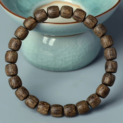 9分沉天然野文莱正区沉香手串8mm桶珠男女款手链老料黑油沉香手串