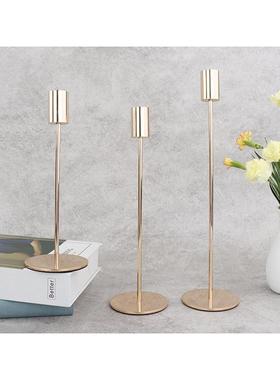 欧式摆件小烛台餐桌西餐浪漫烛光晚餐三件套摆件婚庆道具装饰烛