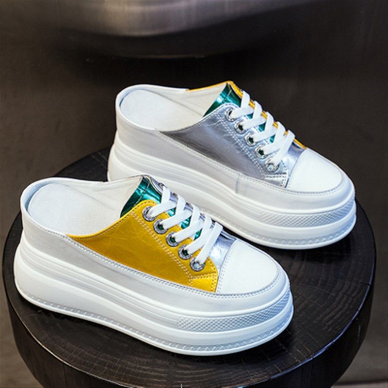 包头拖鞋女2021新款百搭网红半拖ins潮高跟坡跟小白松糕懒人凉拖