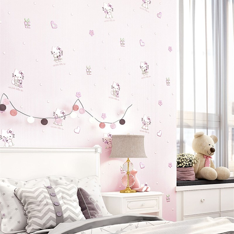室内墙纸非自粘无胶刷胶家用装修家装卧室儿童房间女孩无纺布壁纸