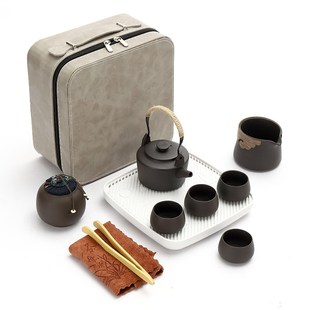 家用户外便携式 紫砂旅行陶瓷功夫茶具小套装 简约办公室茶杯泡茶壶