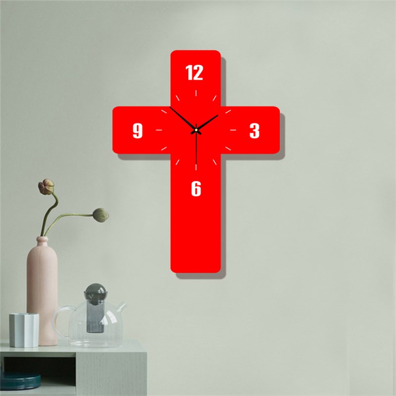 挂钟客厅2024新款静音机芯怀旧沙发卧室木质十字架钟表挂墙上时钟